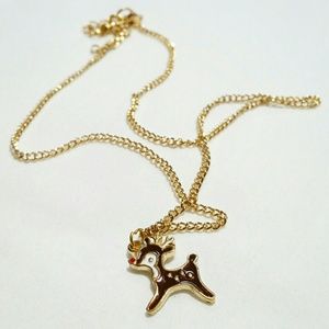 2/$22☆Christmas reindeer enamel necklace